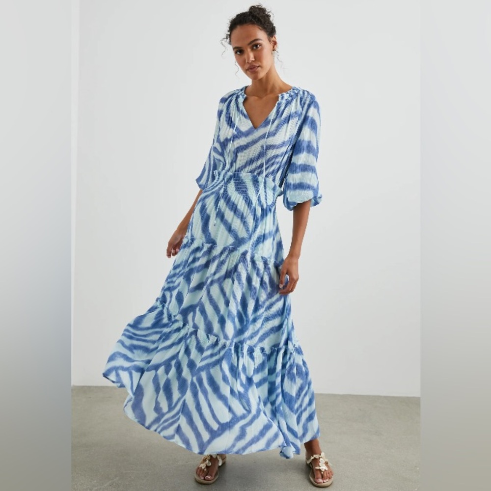 Rails Caterine Blue Watercolor Stripes Dress